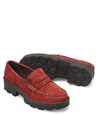 Born Carrera Suede Lug Sole Penny Loafers