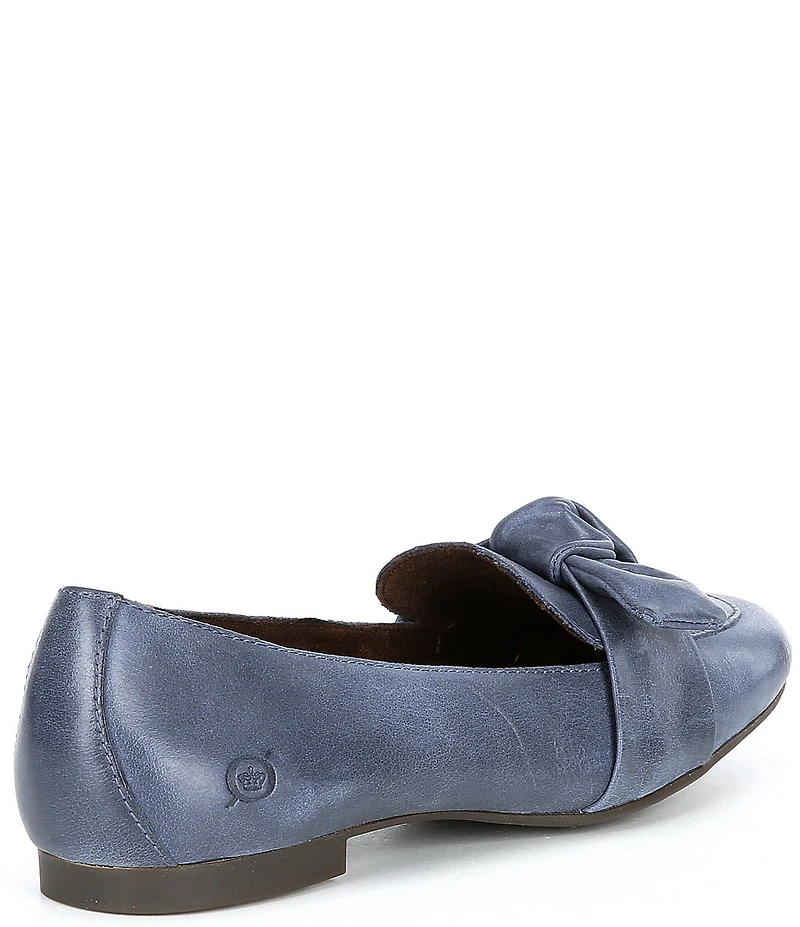 Born Carrine Bow Detail Leather Slip On Loafers