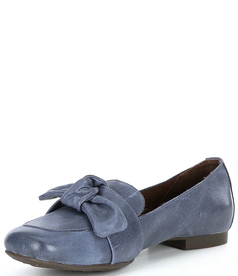 Born Carrine Bow Detail Leather Slip On Loafers