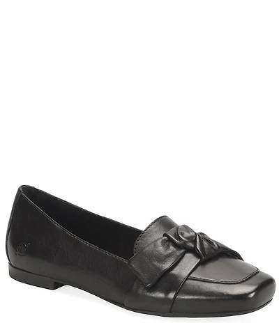 Born Carrine Bow Detail Leather Slip On Loafers