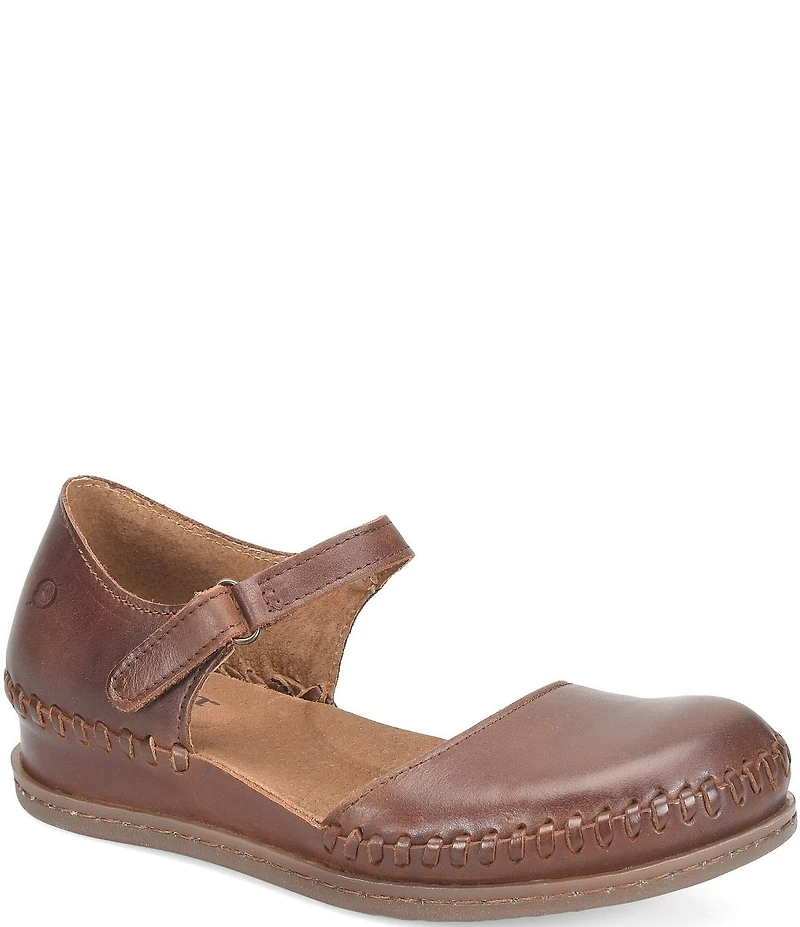 Born Ela Leather Ankle Strap Mary Jane Clogs