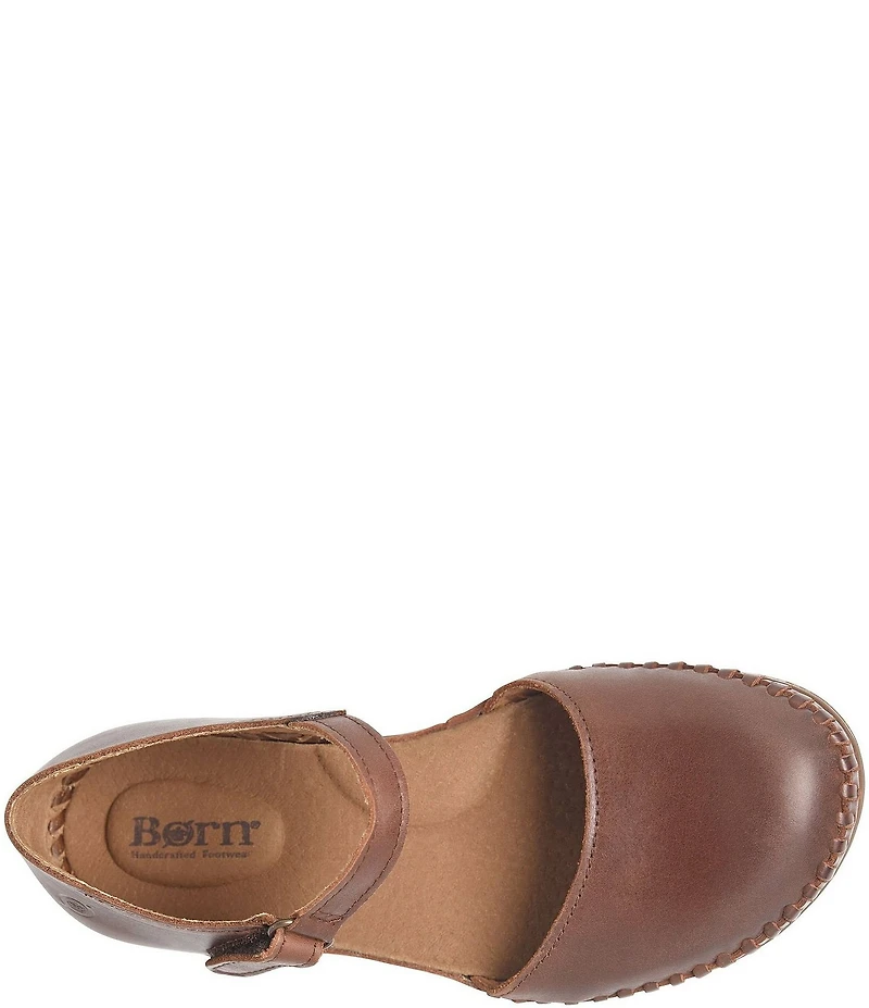 Born Ela Leather Ankle Strap Mary Jane Clogs