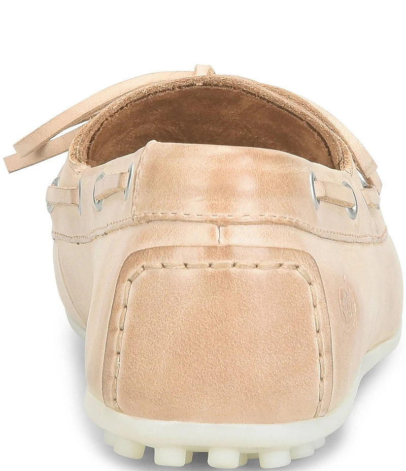 Born Faye Leather Deck Shoe Bow Detail Driving Mocs