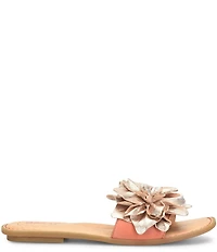 Born Hibiscus Leather Flower Ornament Flat Slides