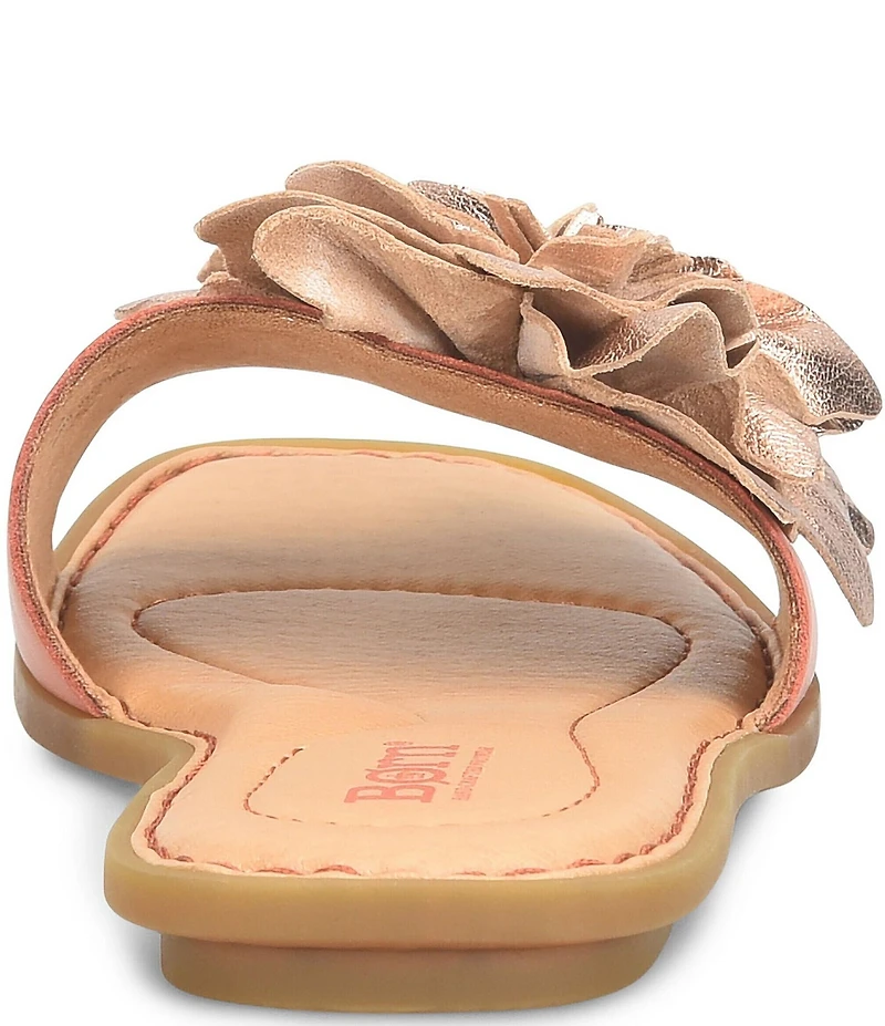 Born Hibiscus Leather Flower Ornament Flat Slides