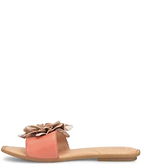 Born Hibiscus Leather Flower Ornament Flat Slides
