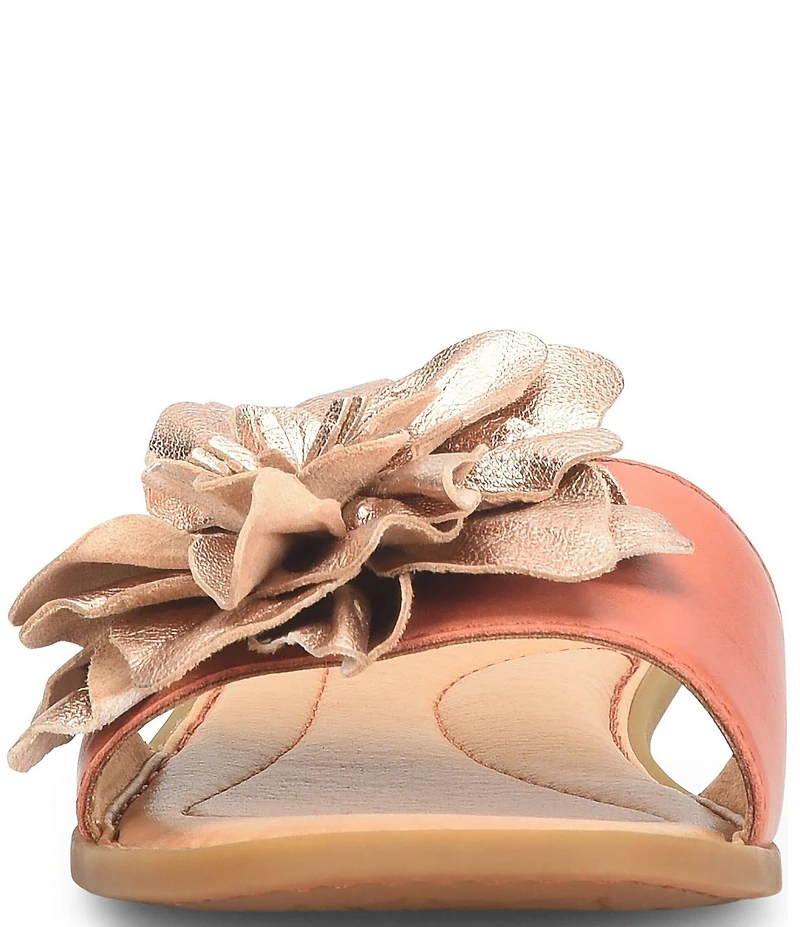 Born Hibiscus Leather Flower Ornament Flat Slides