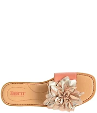 Born Hibiscus Leather Flower Ornament Flat Slides