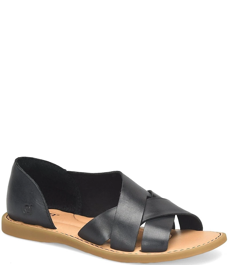 Born Ithica Leather Slip On Sandals