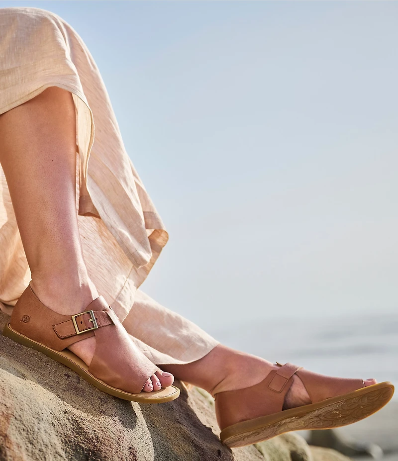 Born Ivey Leather Open Toe Flats