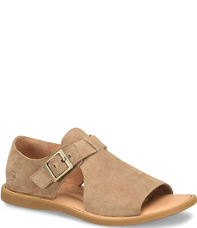Born Ivey Suede Buckle Hardware Strap Open Toe Shooties
