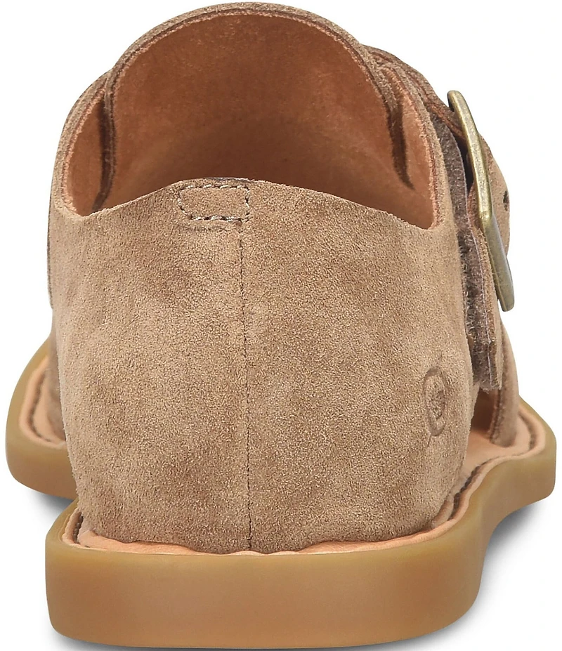 Born Ivey Suede Buckle Hardware Strap Open Toe Shooties