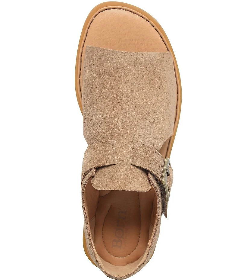 Born Ivey Suede Buckle Hardware Strap Open Toe Shooties