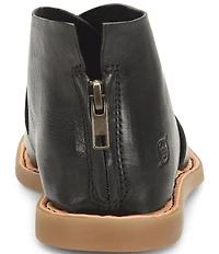 Born Iwa Leather Back Zip Flat Sandals