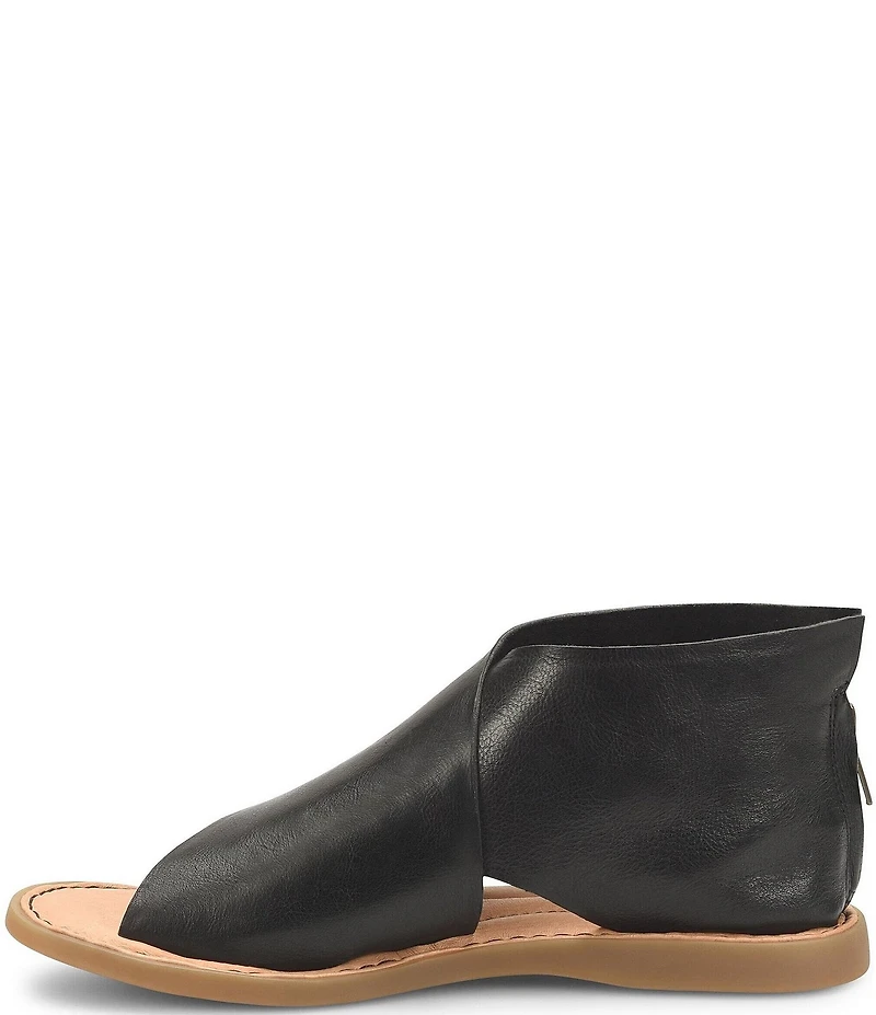 Born Iwa Leather Back Zip Flat Sandals