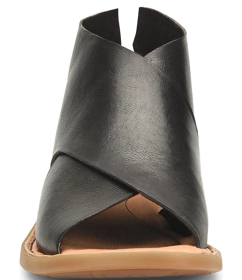 Born Iwa Leather Back Zip Flat Sandals