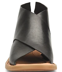 Born Iwa Leather Back Zip Flat Sandals