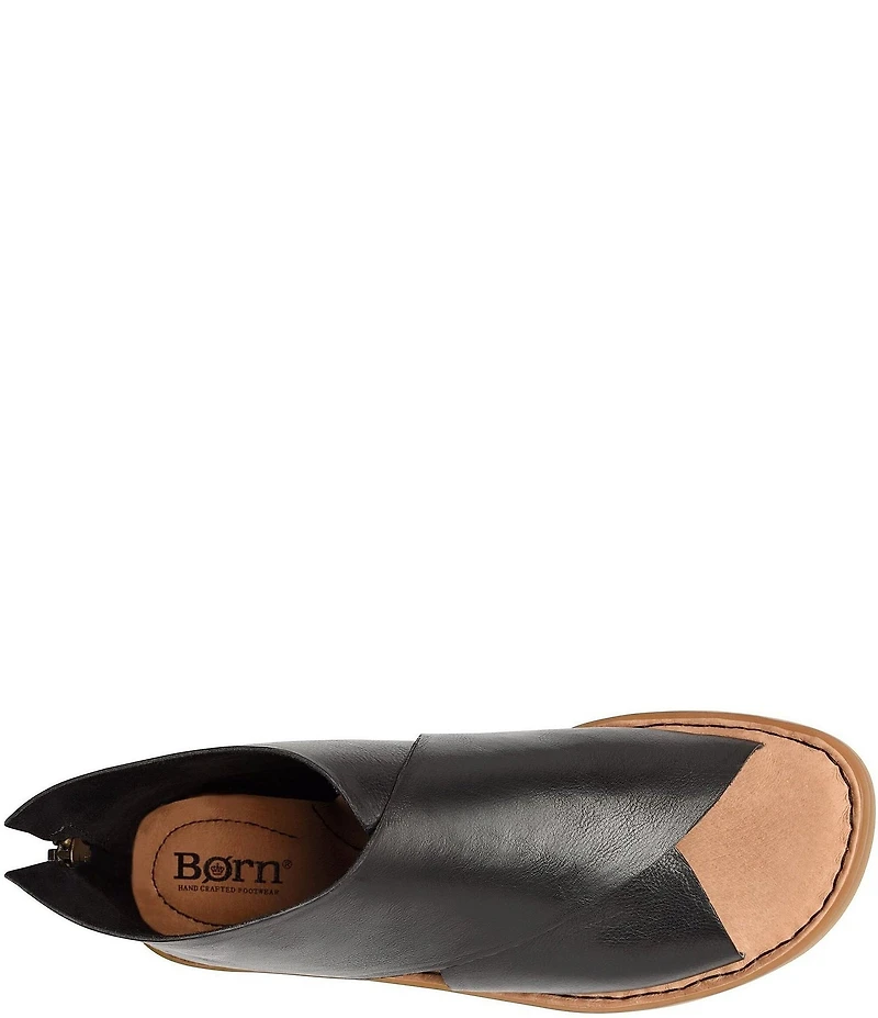 Born Iwa Leather Back Zip Flat Sandals