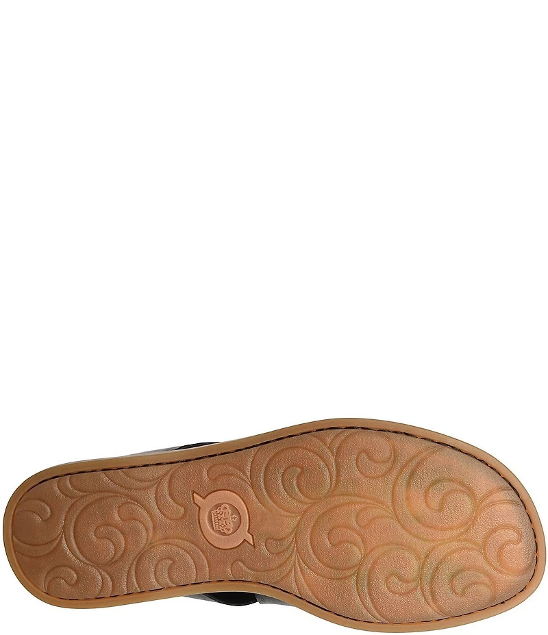 Born Iwa Leather Back Zip Flat Sandals