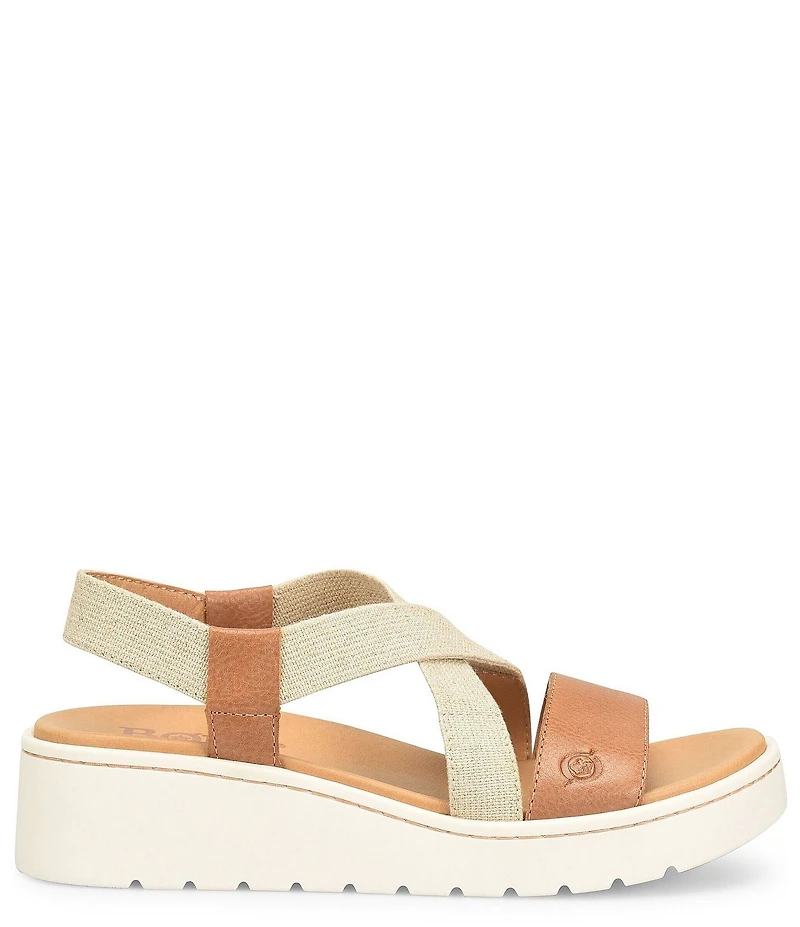 Born Kasady Leather Stretch Platform Wedge Sandals