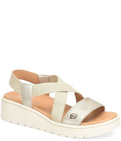 Born Kasady Leather Stretch Platform Wedge Sandals