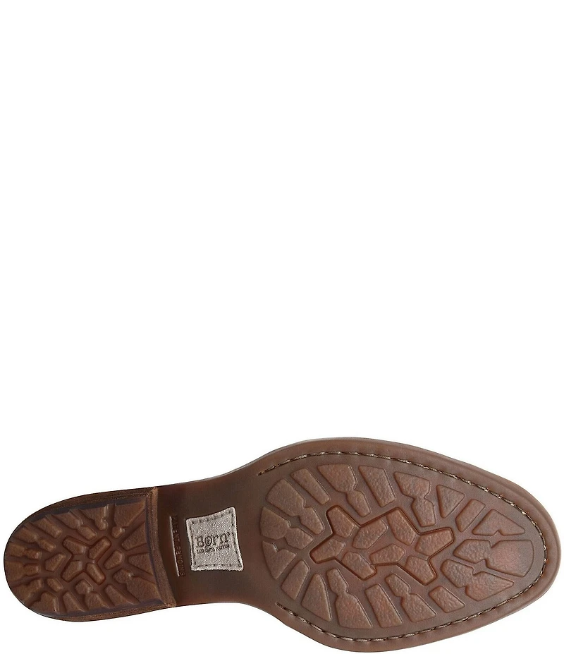 Born Kati Block Heel Two-Tone Leather Buckle Hardware Booties