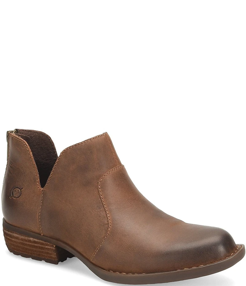 Born Kerri Leather Ankle Block Heel Booties