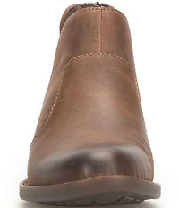 Born Kerri Leather Ankle Block Heel Booties