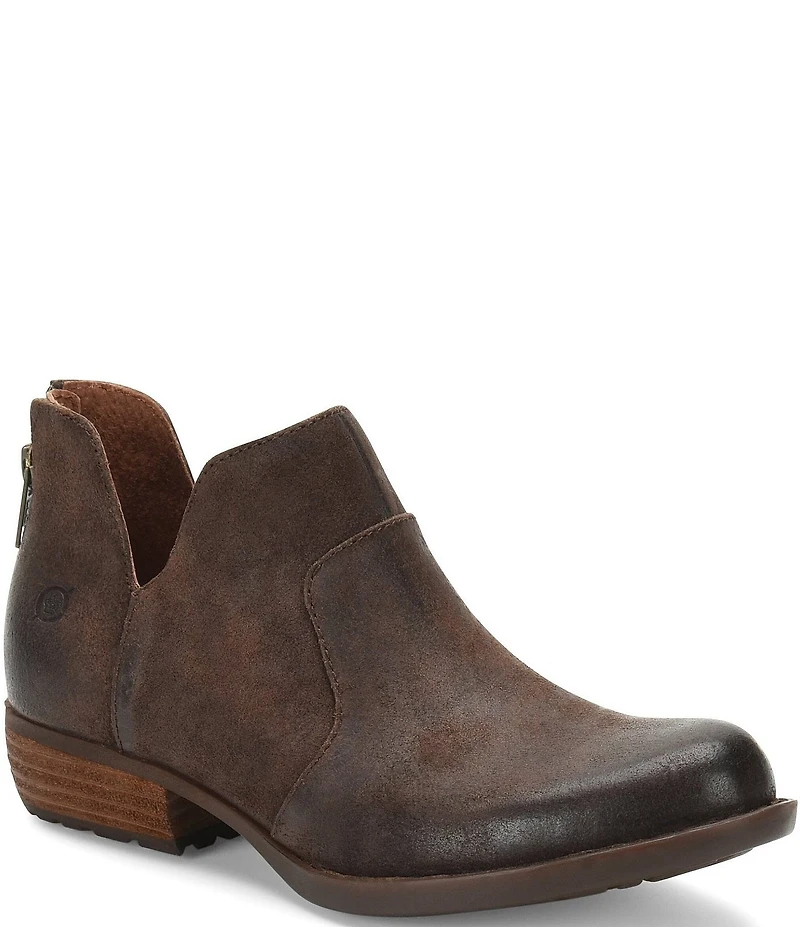 Born Kerri Leather Ankle Block Heel Booties