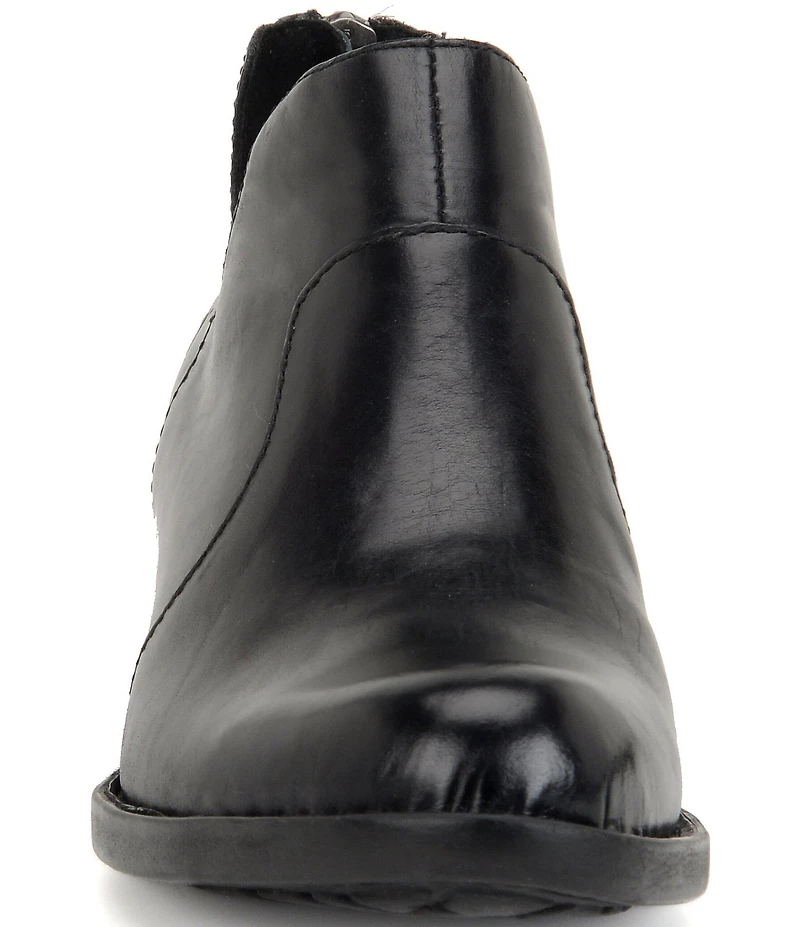 Born Kerri Leather Ankle Block Heel Booties