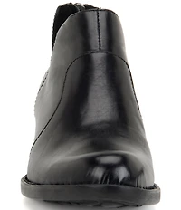 Born Kerri Leather Ankle Block Heel Booties