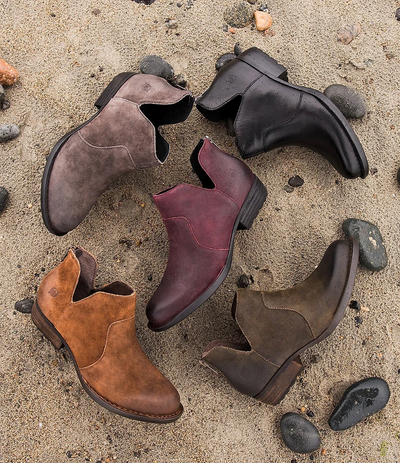 Born Kerri Leather Ankle Block Heel Booties