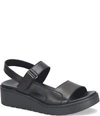 Born Kit Leather Platform Wedge Sandals