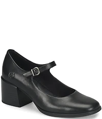 Born Laine Leather Block Heel Mary Jane Pumps