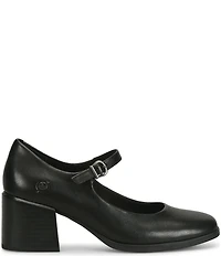 Born Laine Leather Block Heel Mary Jane Pumps