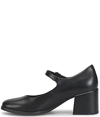 Born Laine Leather Block Heel Mary Jane Pumps