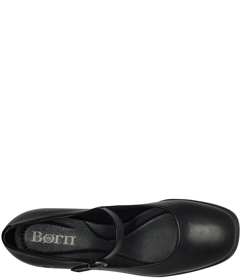 Born Laine Leather Block Heel Mary Jane Pumps