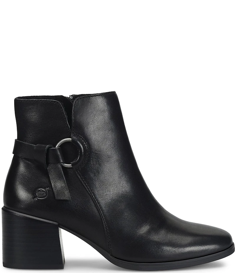 Born Livvy Leather Ring Knot Block Heel Booties