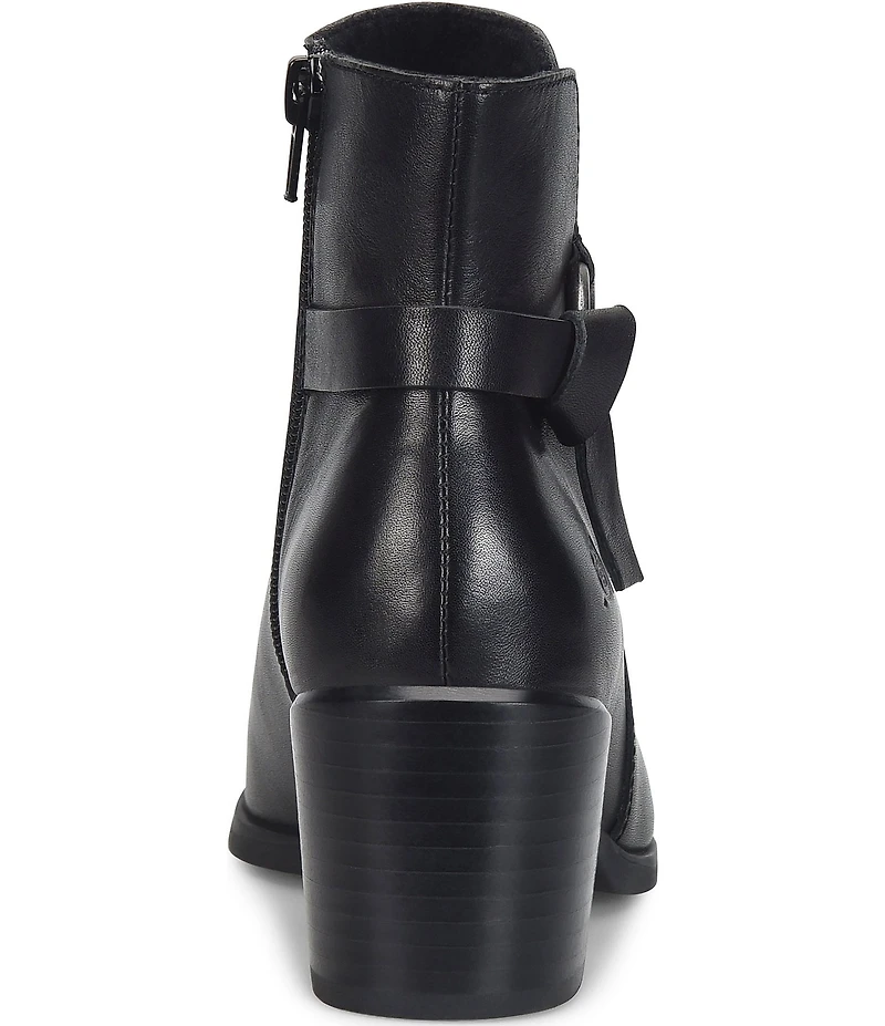 Born Livvy Leather Ring Knot Block Heel Booties