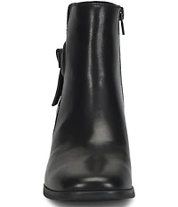 Born Livvy Leather Ring Knot Block Heel Booties