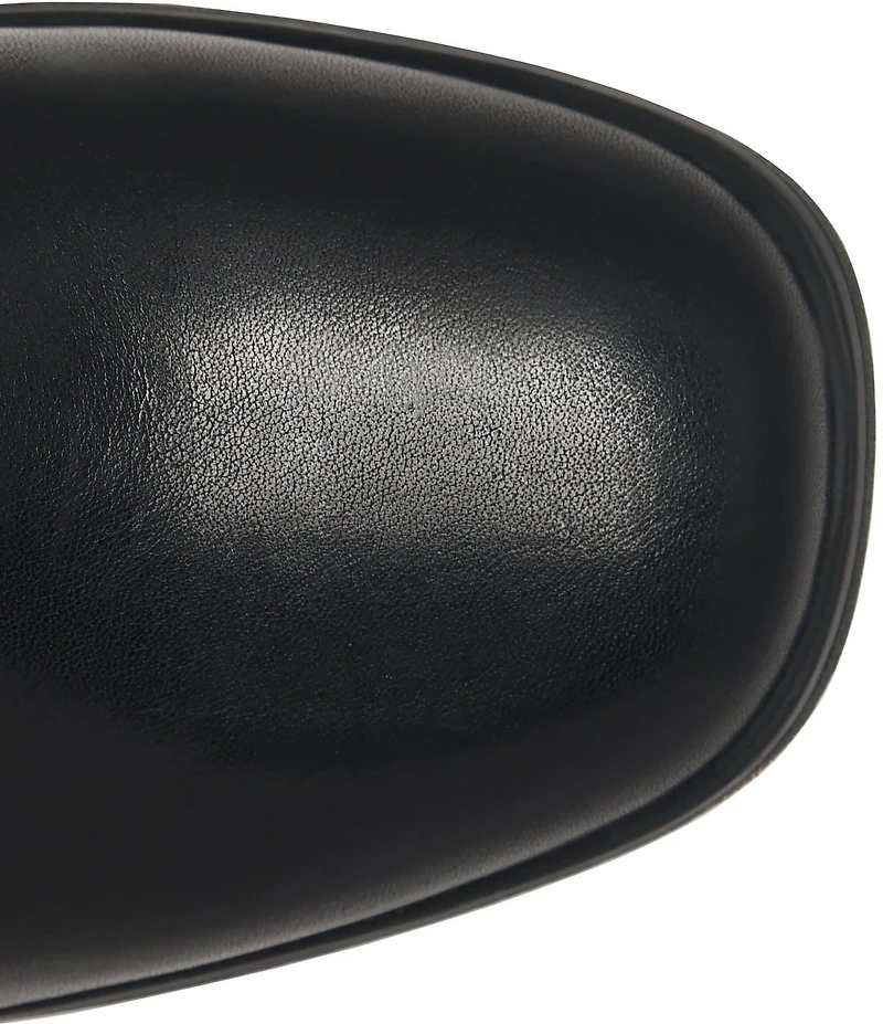 Born Livvy Leather Ring Knot Block Heel Booties