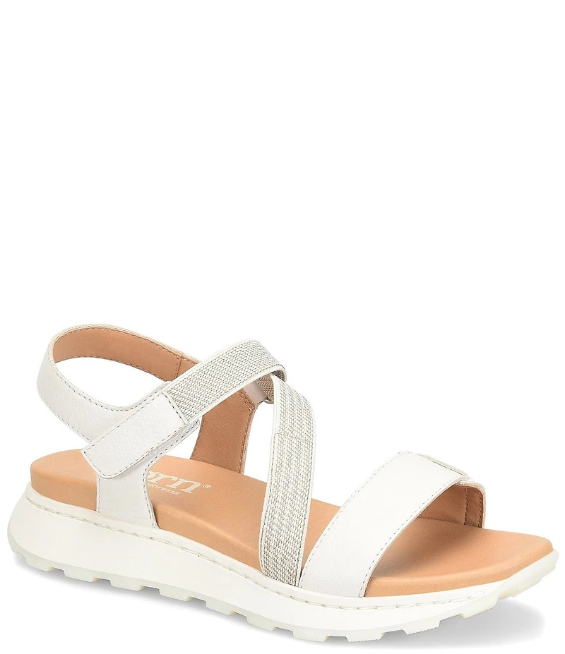 Born Mady Leather and Elastic Wedge Platform Walking Sandals