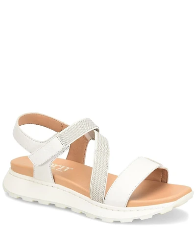 Born Mady Leather and Elastic Wedge Platform Walking Sandals