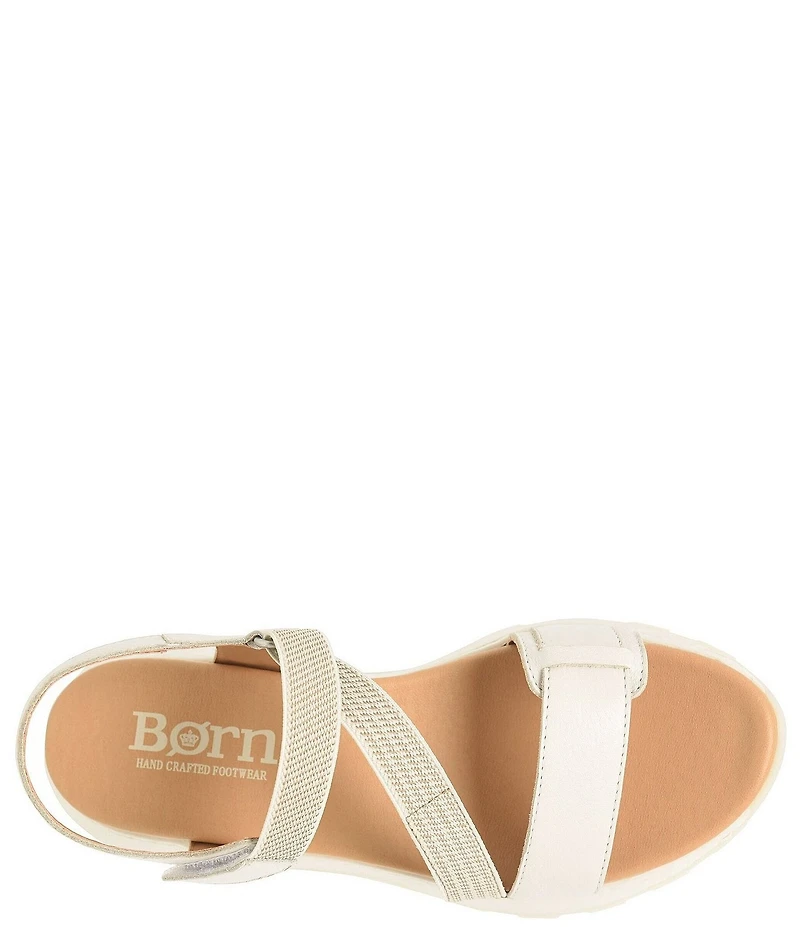 Born Mady Leather and Elastic Wedge Platform Walking Sandals