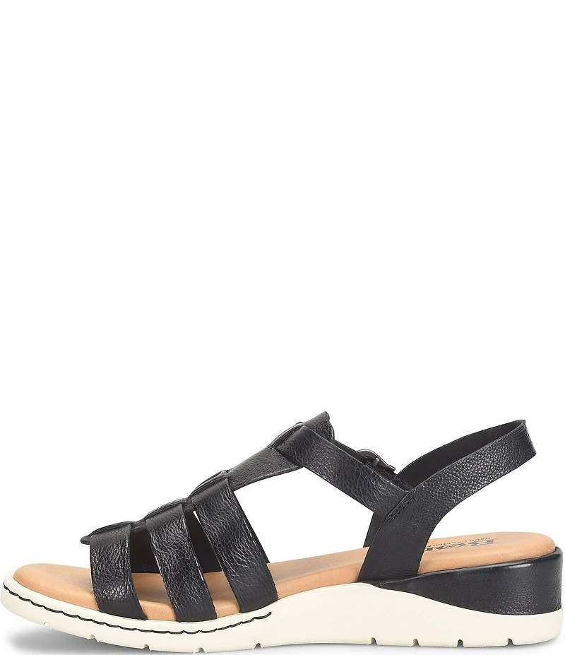 Born Marni Banded Leather Wedge Sandals