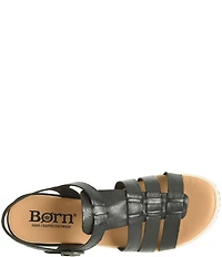 Born Marni Banded Leather Wedge Sandals