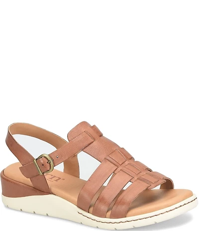 Born Marni Banded Leather Wedge Sandals