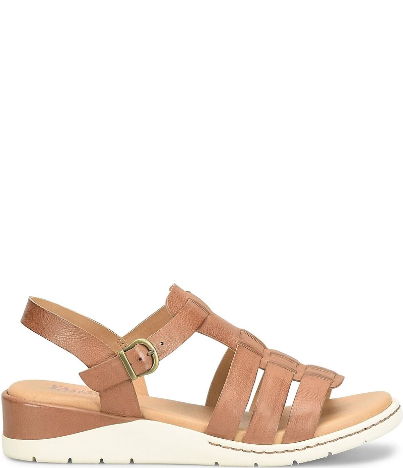 Born Marni Banded Leather Wedge Sandals