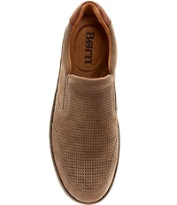 Born Men's Mackay Perforated Leather and Suede Slip On Sneakers