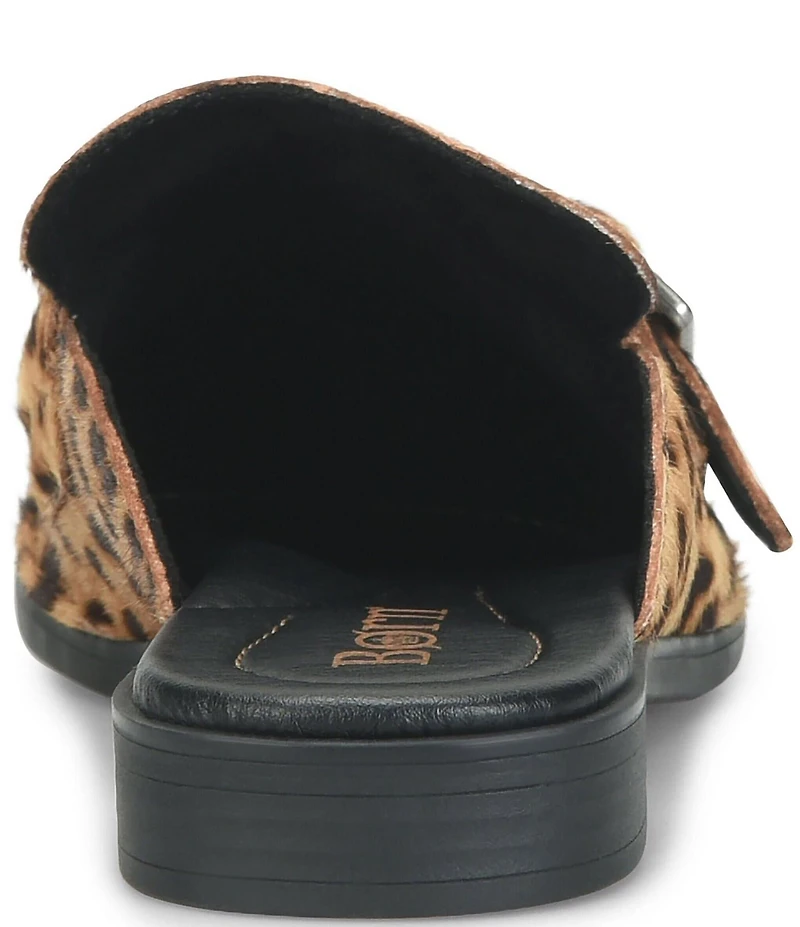 Born Mikah Leopard Print Calf Hair Buckle Strap Loafer Mules